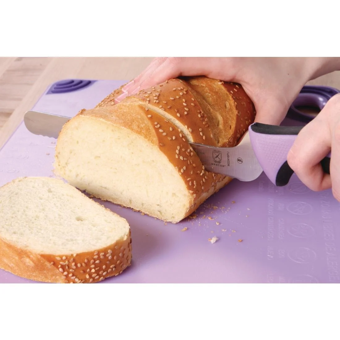 Mercer Millennia Culinary Allergen Safety Offset Serrated Bread Knife Purple 20.3cm - Image 2