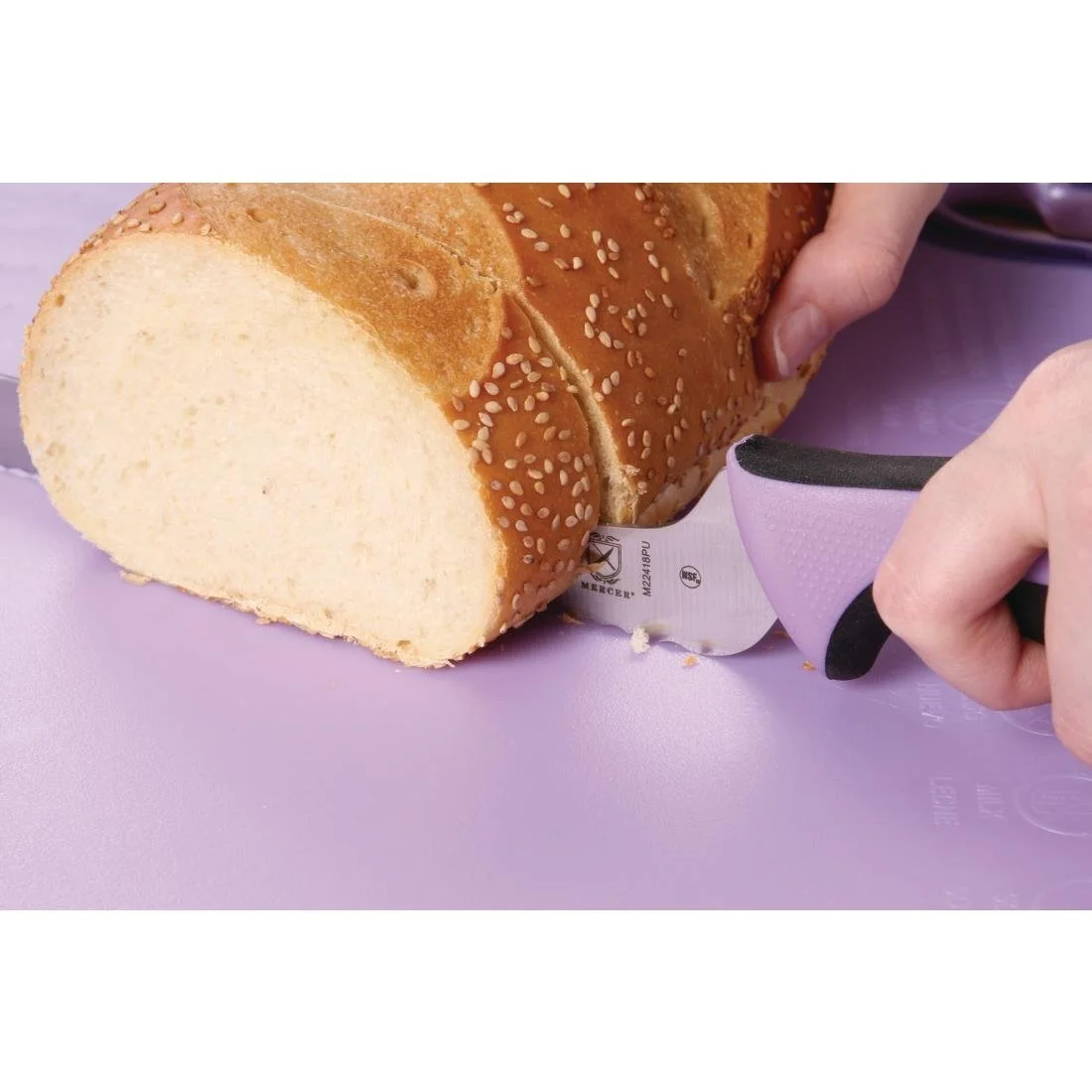 Mercer Millennia Culinary Allergen Safety Offset Serrated Bread Knife Purple 20.3cm - Image 4