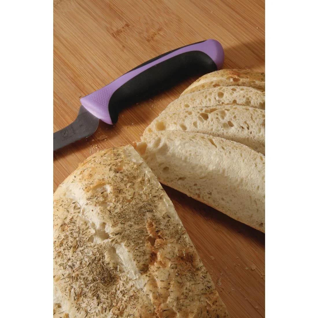 Mercer Millennia Culinary Allergen Safety Offset Serrated Bread Knife Purple 20.3cm - Image 3