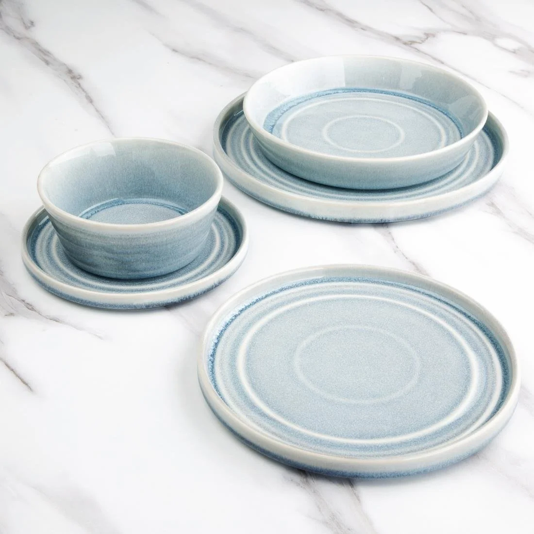 Olympia Cavolo Flat Round Plates Ice Blue 220mm (6 Pack) - Image 3