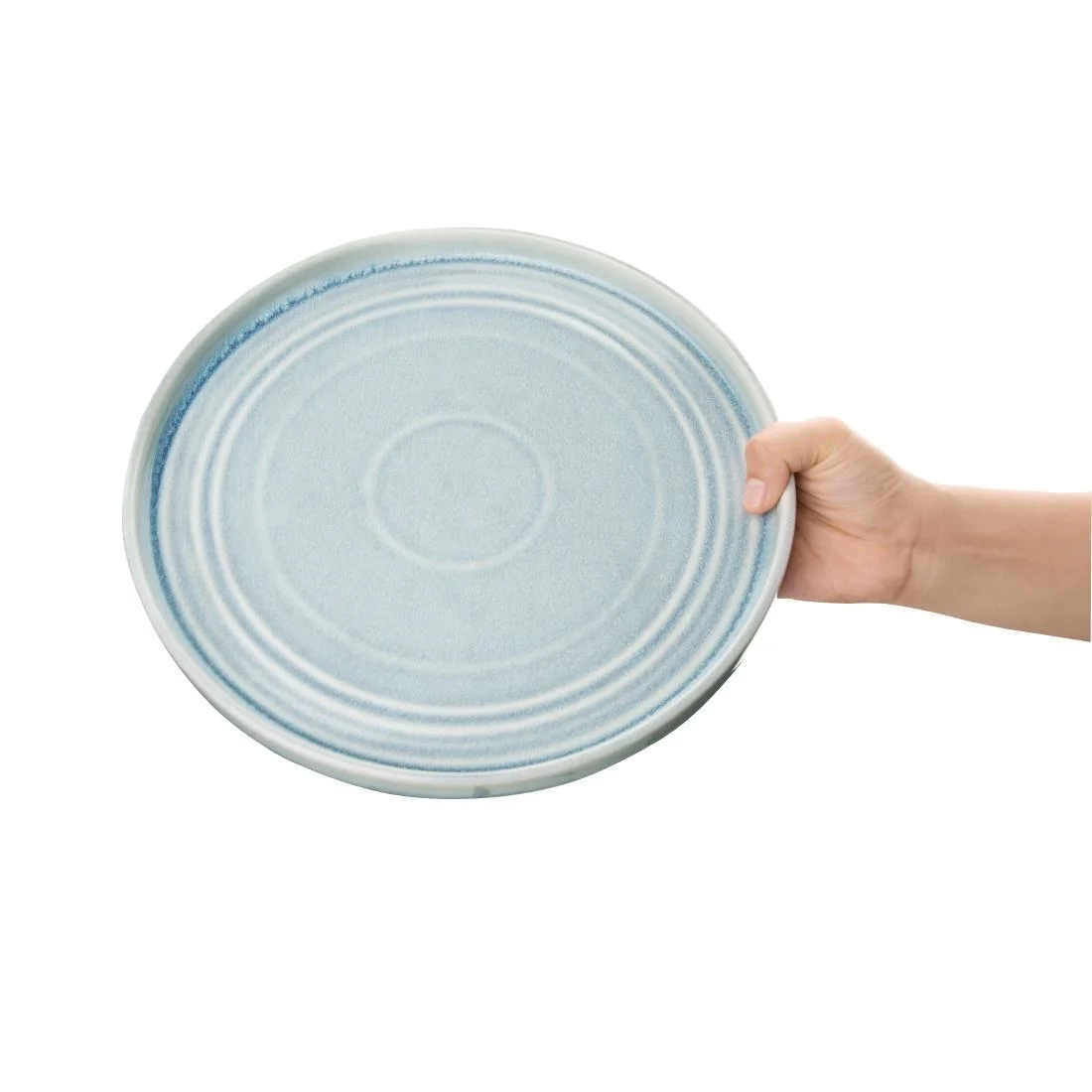 Olympia Cavolo Flat Round Plates Ice Blue 270mm (4 Pack) - Image 4