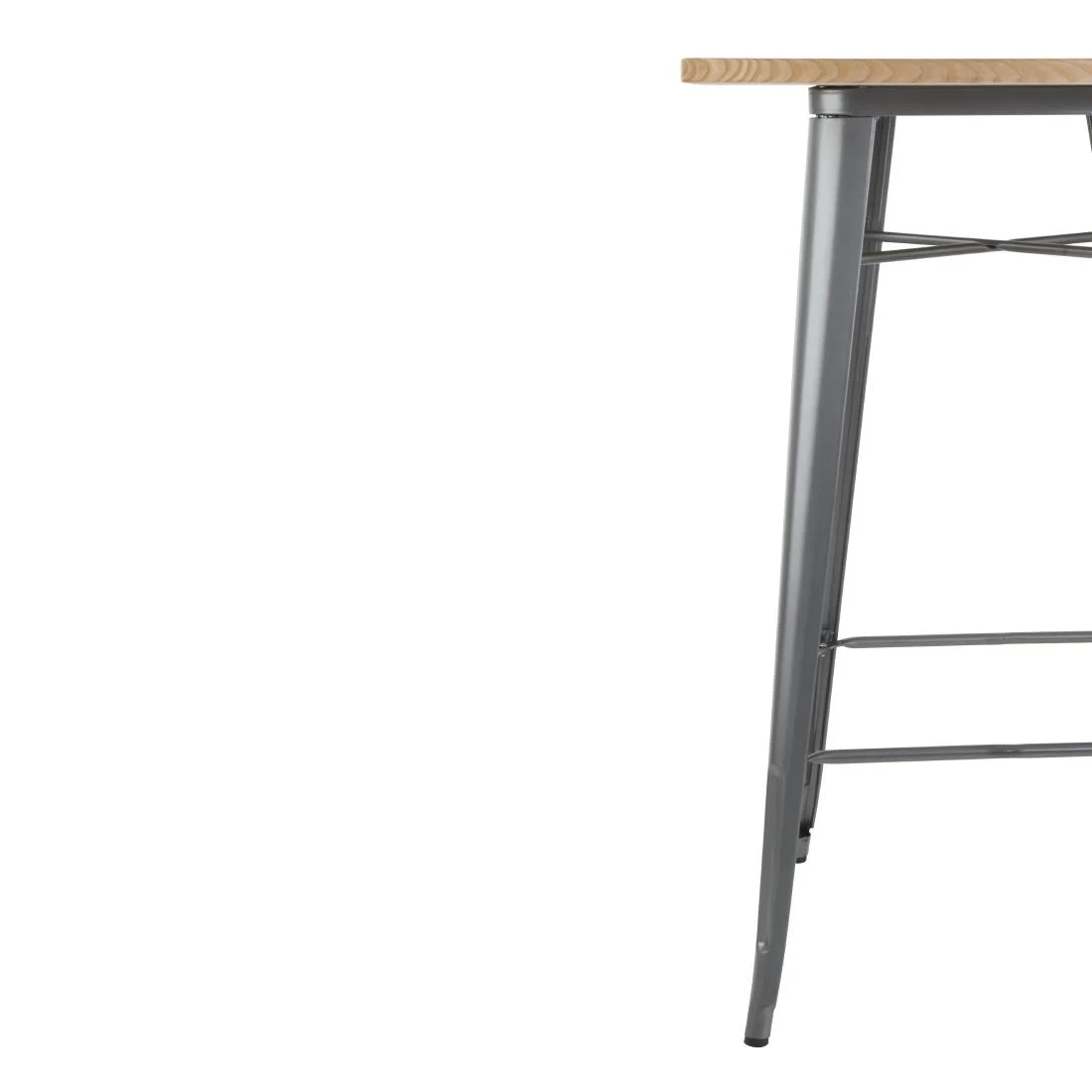 Bolero Bistro Bar Table with Wooden Top Gun Metal - Image 4
