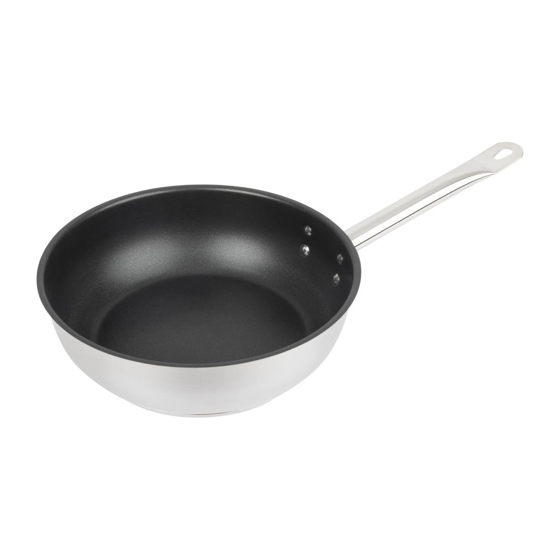 Vogue Stainless Steel Non-Stick Teflon Platinum Plus Sauté Pan 24cm