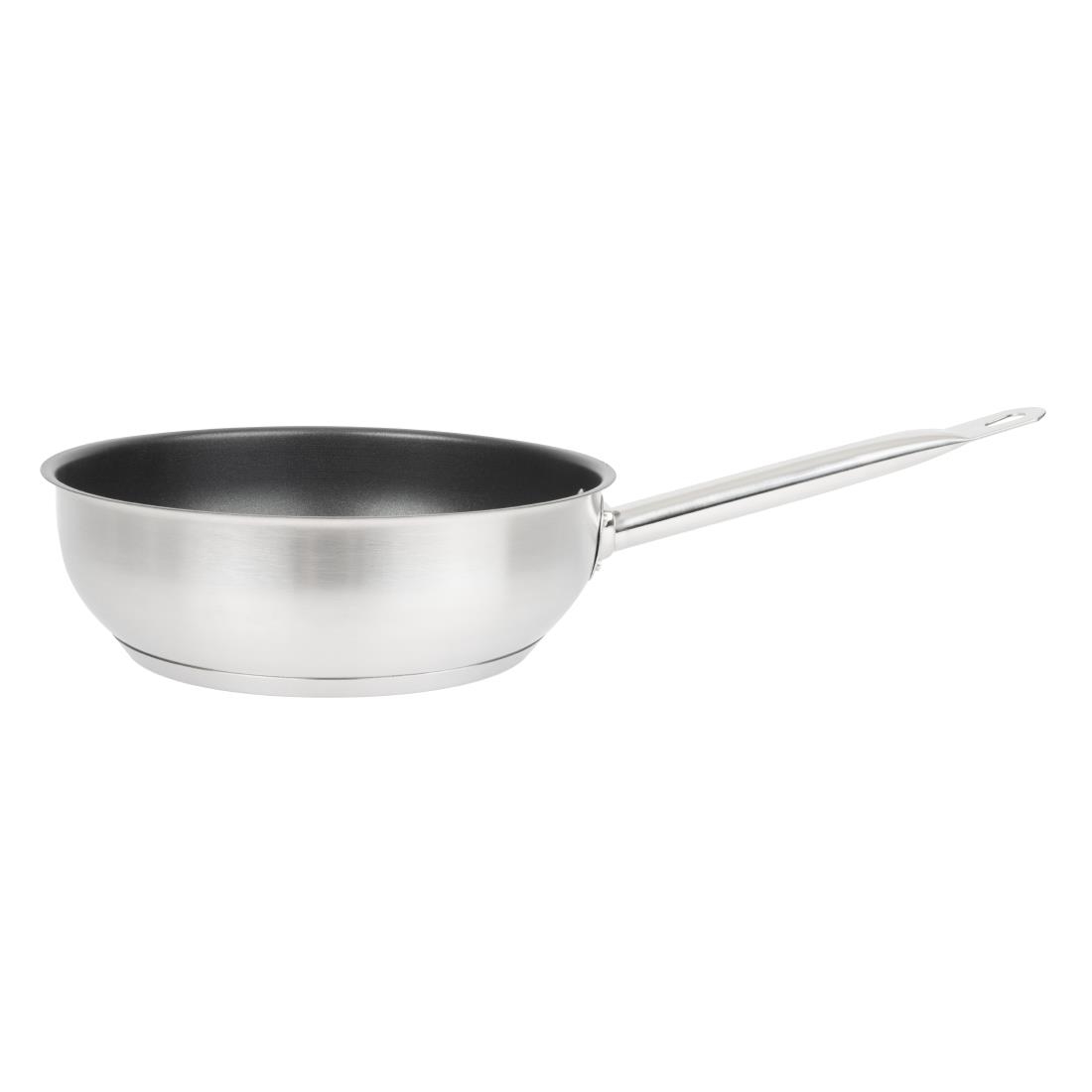 Vogue Stainless Steel Non-Stick Teflon Platinum Plus Sauté Pan 24cm