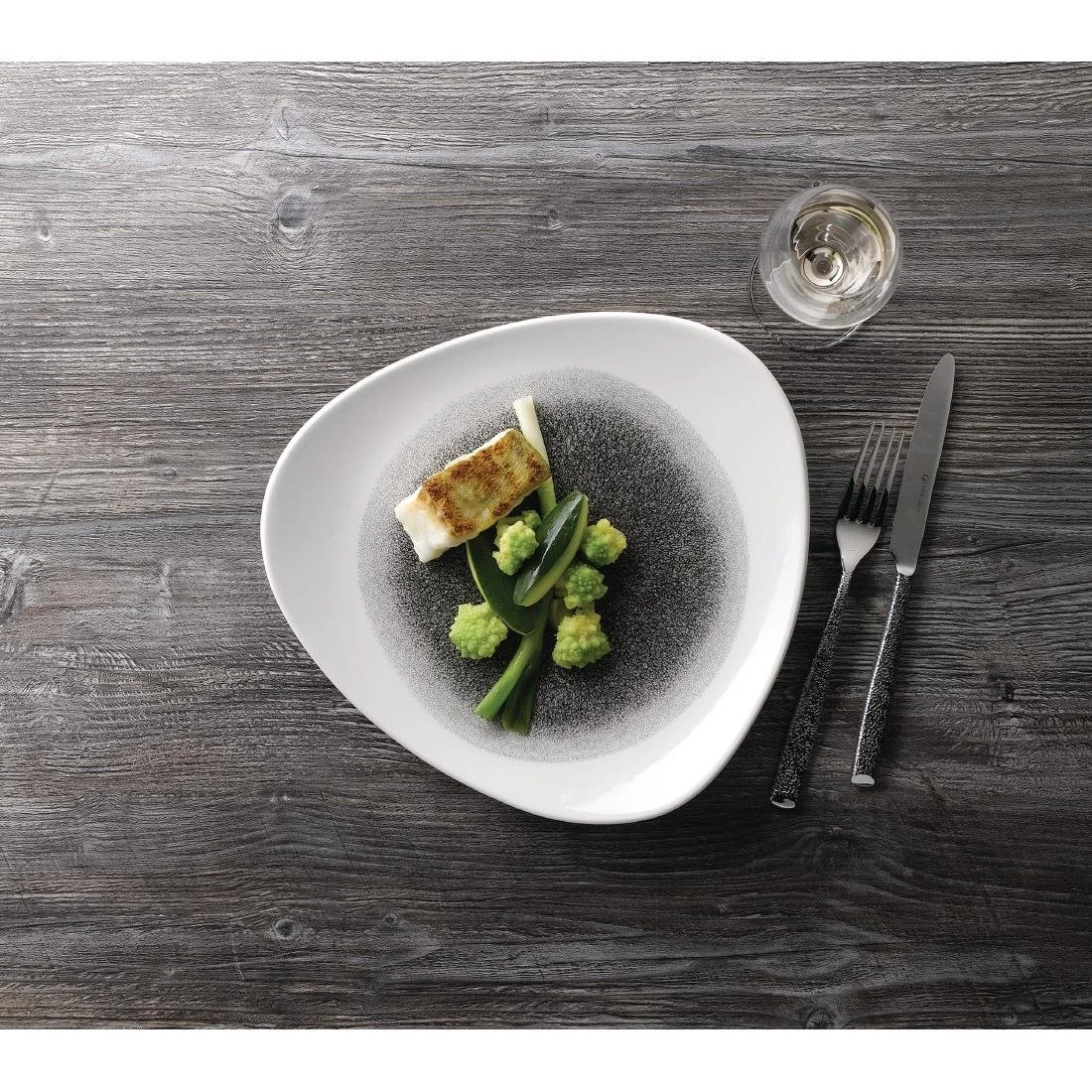 Churchill Studio Prints Raku Triangle Plates Quartz Black 311mm (6 Pack) - Image 2