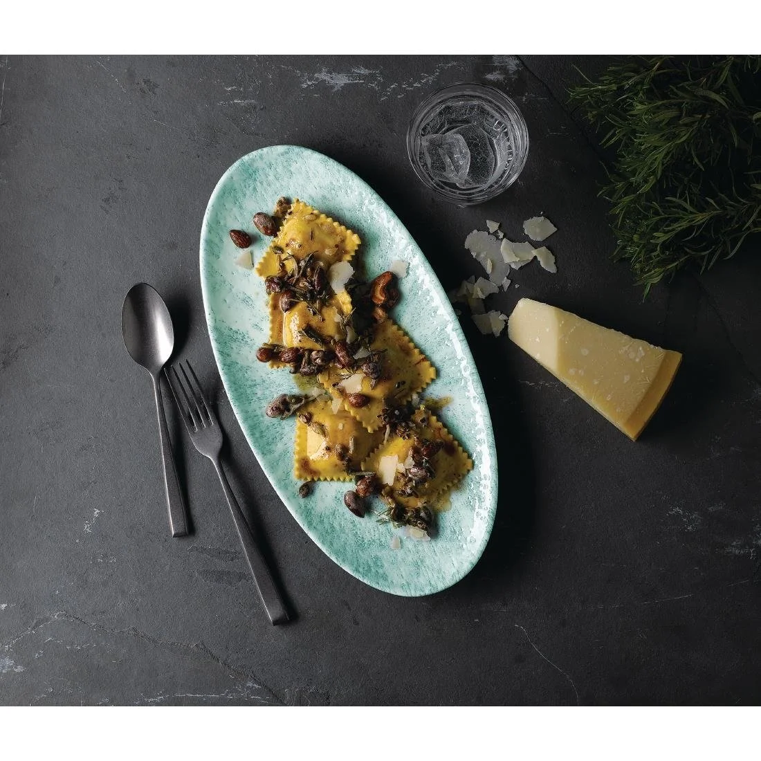 Churchill Studio Prints Stone Chefs Plates Aquamarine 347 x 173mm (6 Pack) - Image 4