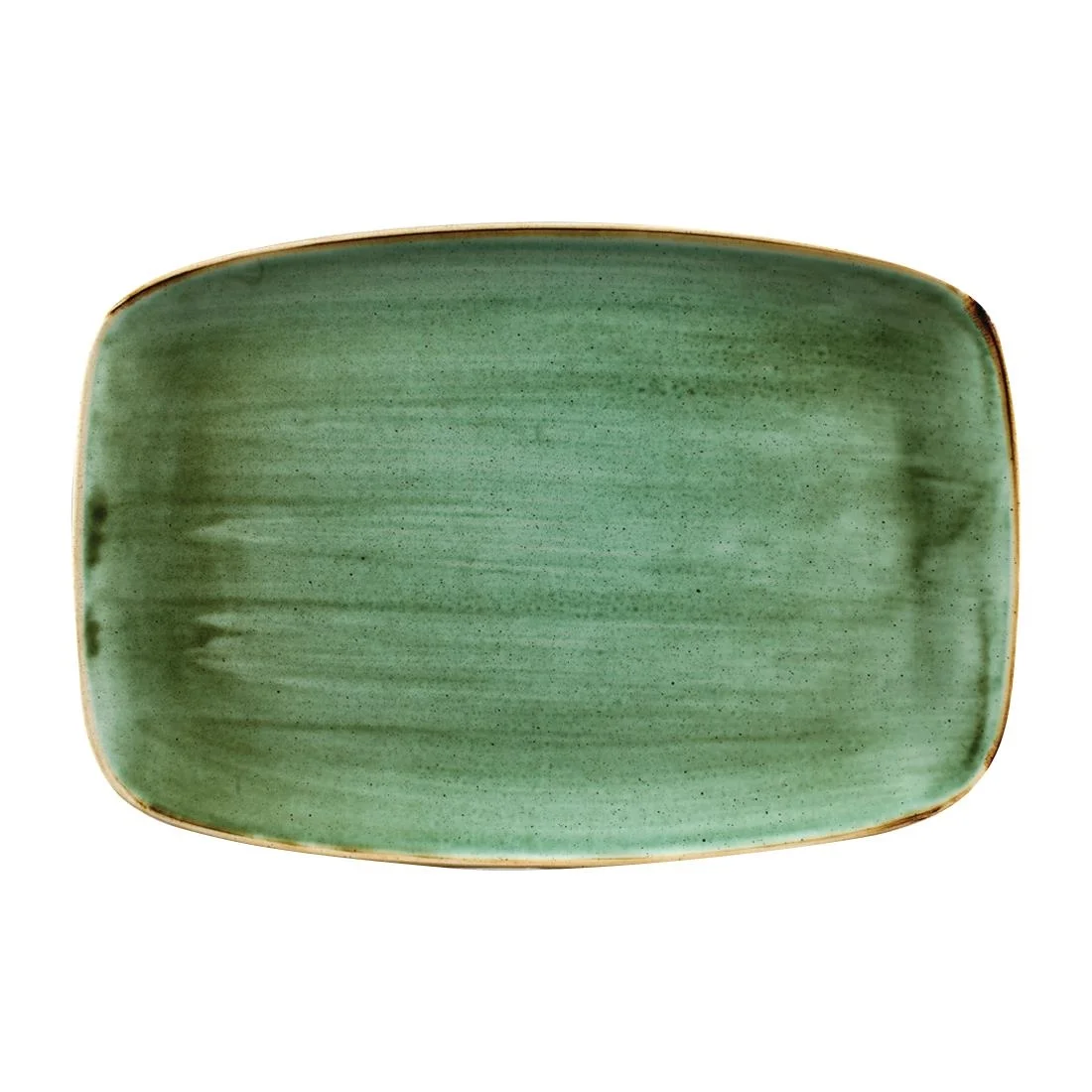 Churchill Stonecast No. 9 Oblong Chefs Plates 355 x 245mm Samphire Green (6 Pack)
