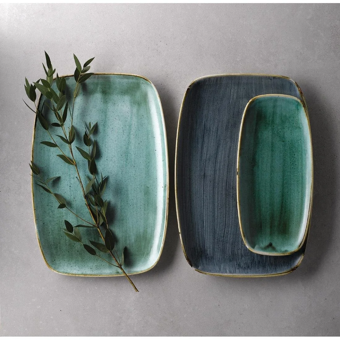 Churchill Stonecast No. 9 Oblong Chefs Plates 355 x 245mm Samphire Green (6 Pack) - Image 3
