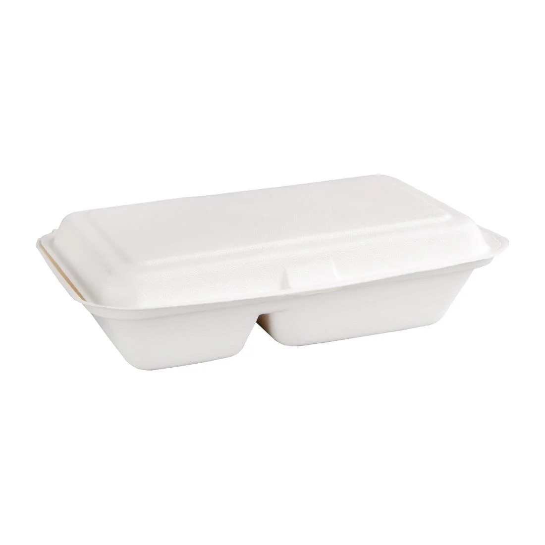 Fiesta Compostable Bagasse Hinged 2-Compartment Food Containers 253mm (Pack of 200) - Image 4