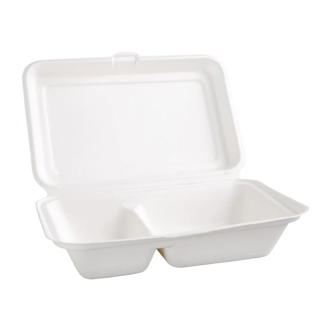 Fiesta Compostable Bagasse Hinged 2-Compartment Food Containers 253mm (Pack of 200) - Image 5