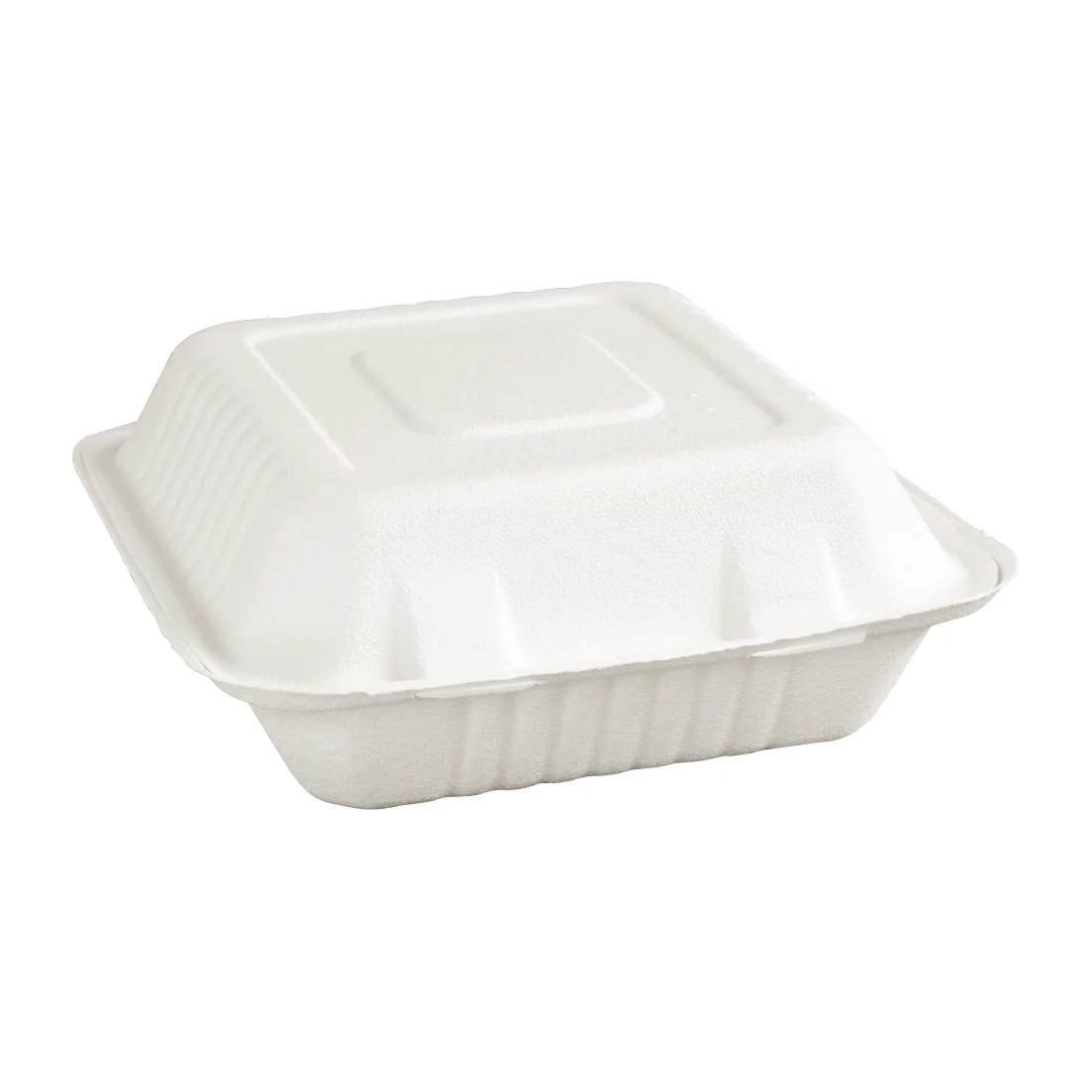 Fiesta Compostable Bagasse Hinged 3-Compartment Food Containers 201mm (Pack of 200) - Image 5