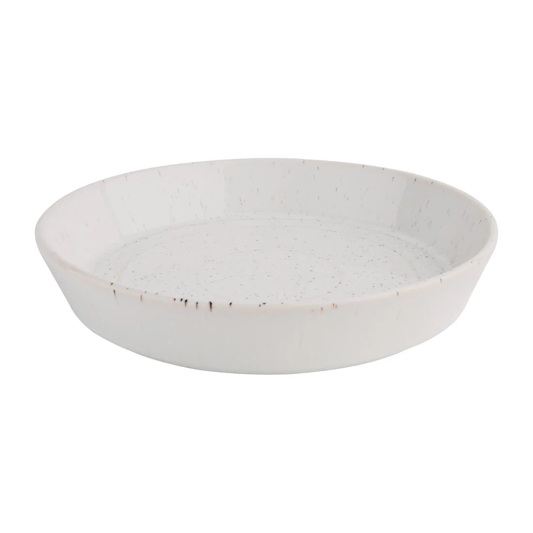 Olympia Cavolo Flat Round Bowls White Speckle 220mm (4 Pack) - Image 1