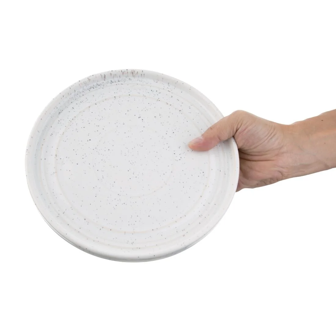 Olympia Cavolo Flat Round Plates White Speckle 220mm (6 Pack) - Image 7