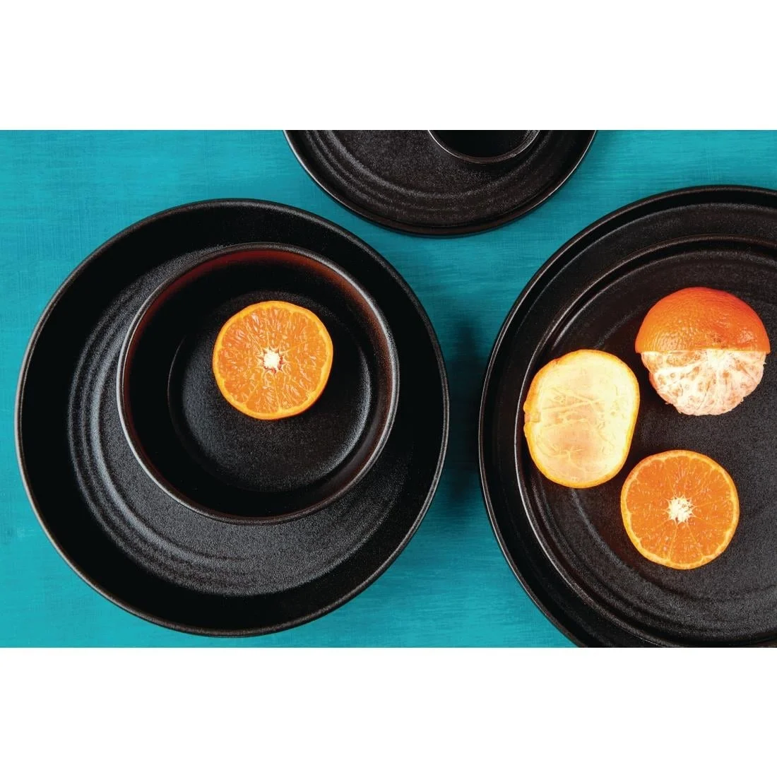 Olympia Cavolo Flat Round Plates Textured Black 220mm (6 Pack) - Image 3