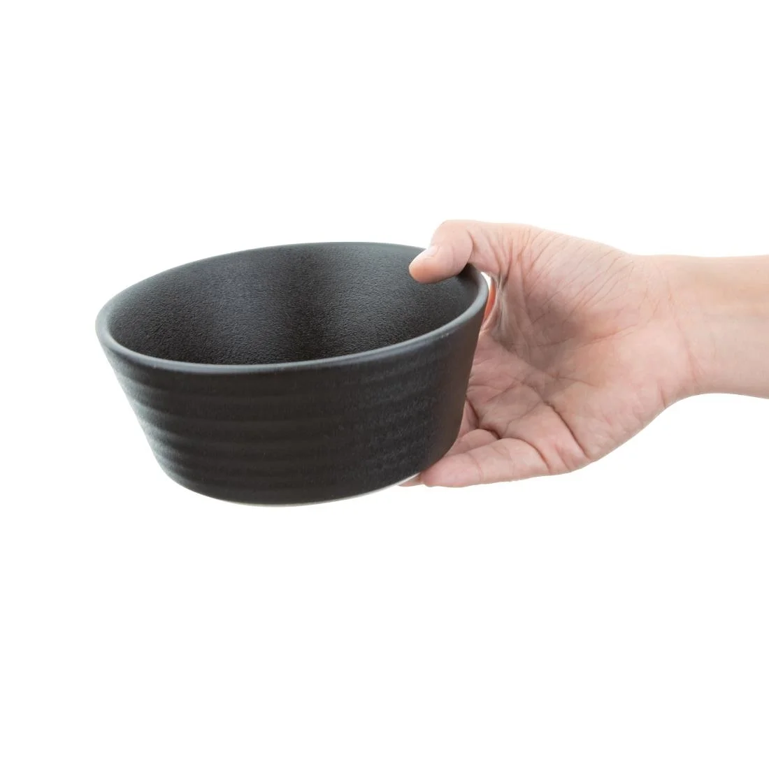 Olympia Cavolo Flat Round Bowls Textured Black 143mm (6 Pack) - Image 5