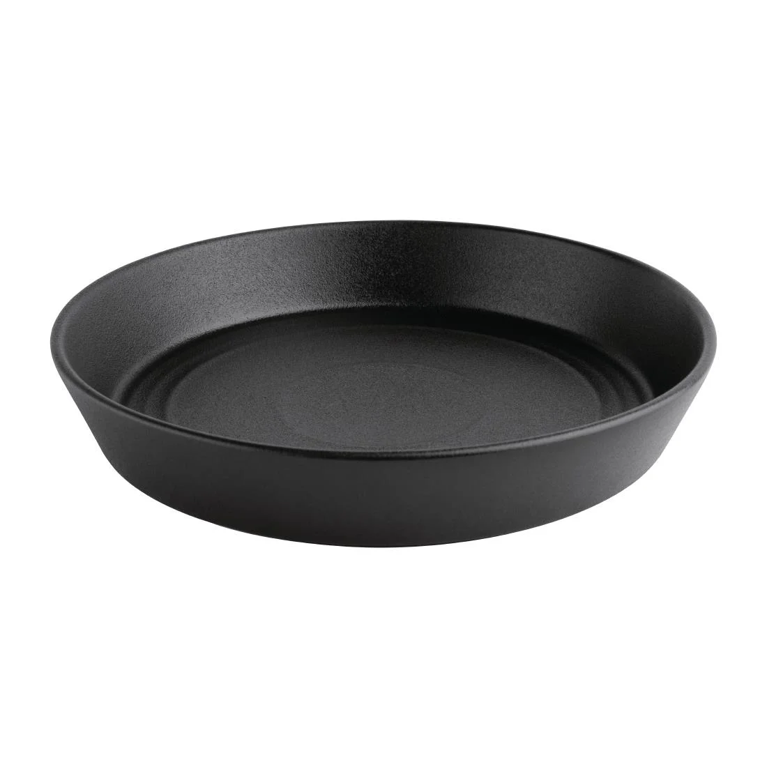 Olympia Cavolo Flat Round Bowls Textured Black 220mm (4 Pack) - Image 1