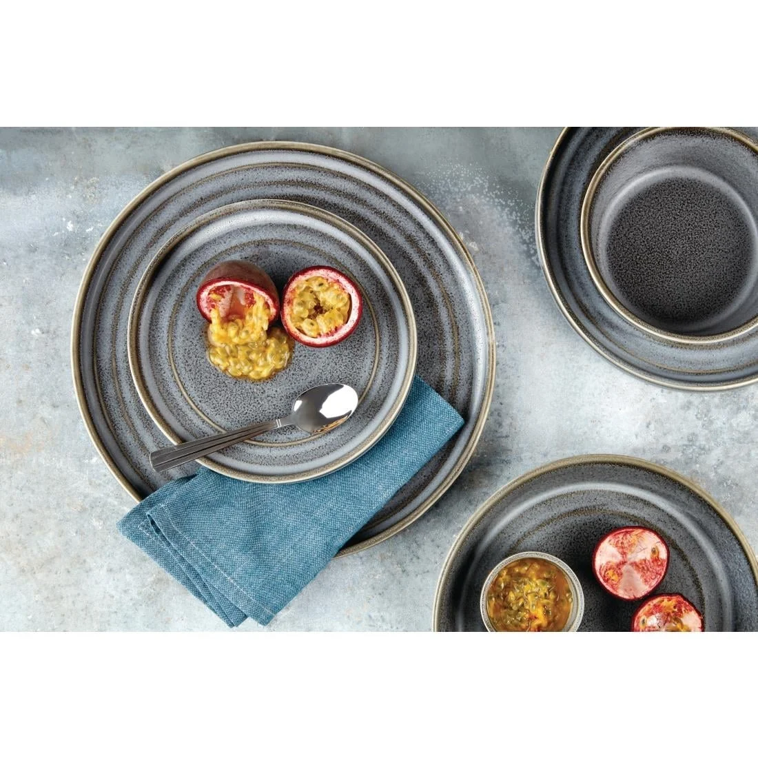 Olympia Cavolo Flat Round Plates Charcoal Dusk 180mm (6 Pack) - Image 2