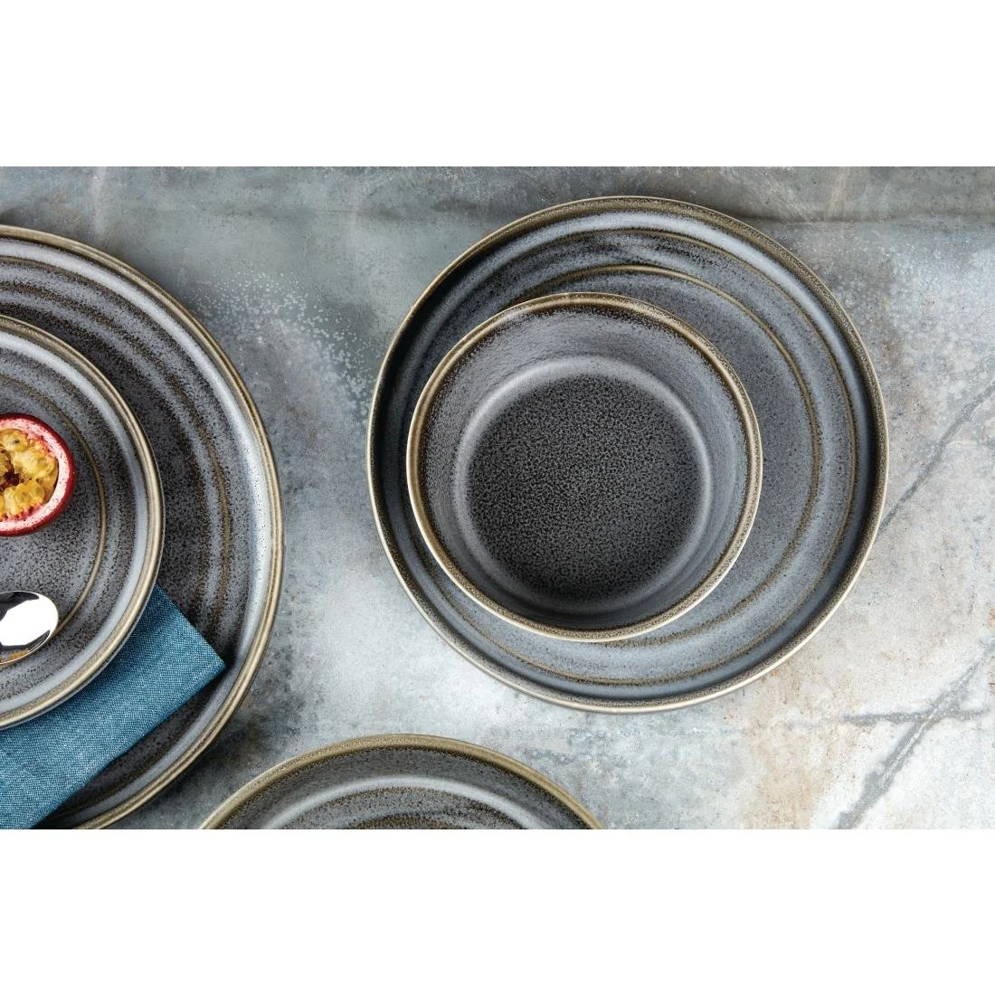 Olympia Cavolo Flat Round Plates Charcoal Dusk 180mm (6 Pack) - Image 3