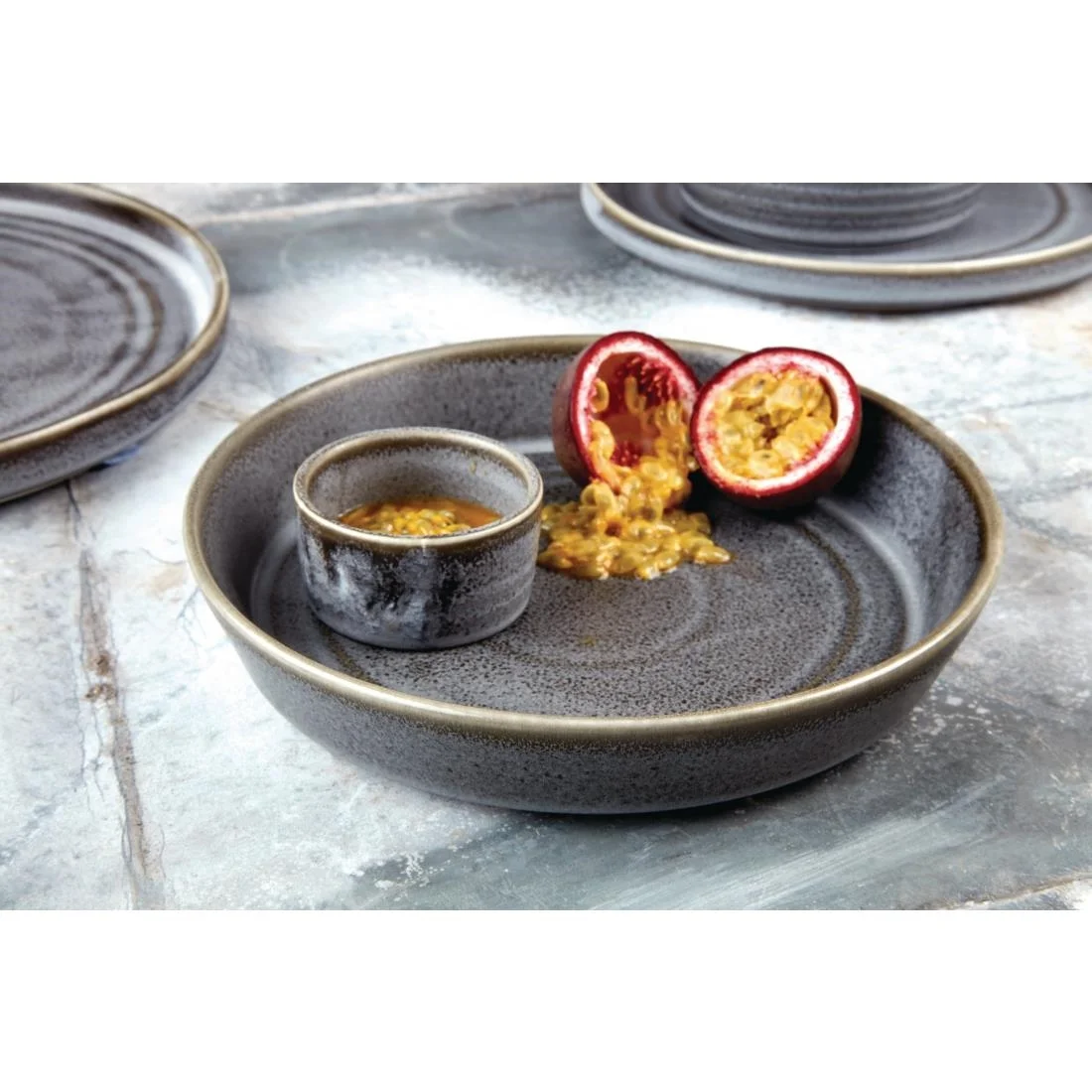 Olympia Cavolo Flat Round Bowls Charcoal Dusk 220mm (4 Pack) - Image 8