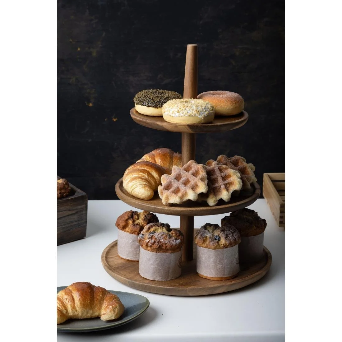 Olympia Acacia 3-Tier Stand 305(Ø) x 395(H)mm - Image 9