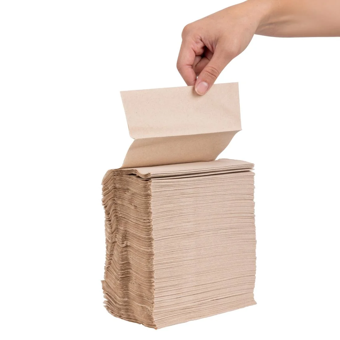 Fiesta Recyclable Recycled Lunch Napkin Kraft 32x30cm 1ply Dispenser Fold (Pack of 6000) - Image 6