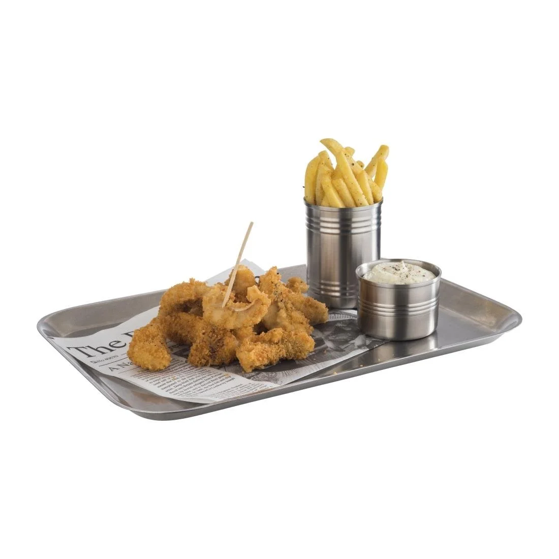 APS Vintage Stainless Steel Serving Tray 380(L)x265(W)mm - Image 2