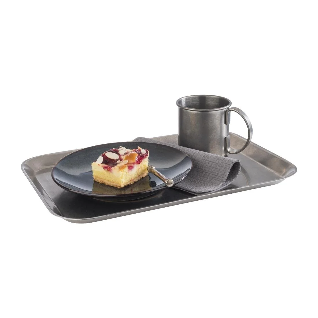 APS Vintage Stainless Steel Serving Tray 380(L)x265(W)mm - Image 3
