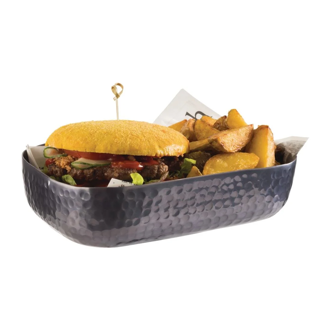 APS Hammered Serving Bowl Black 155 x 230mm - Image 2