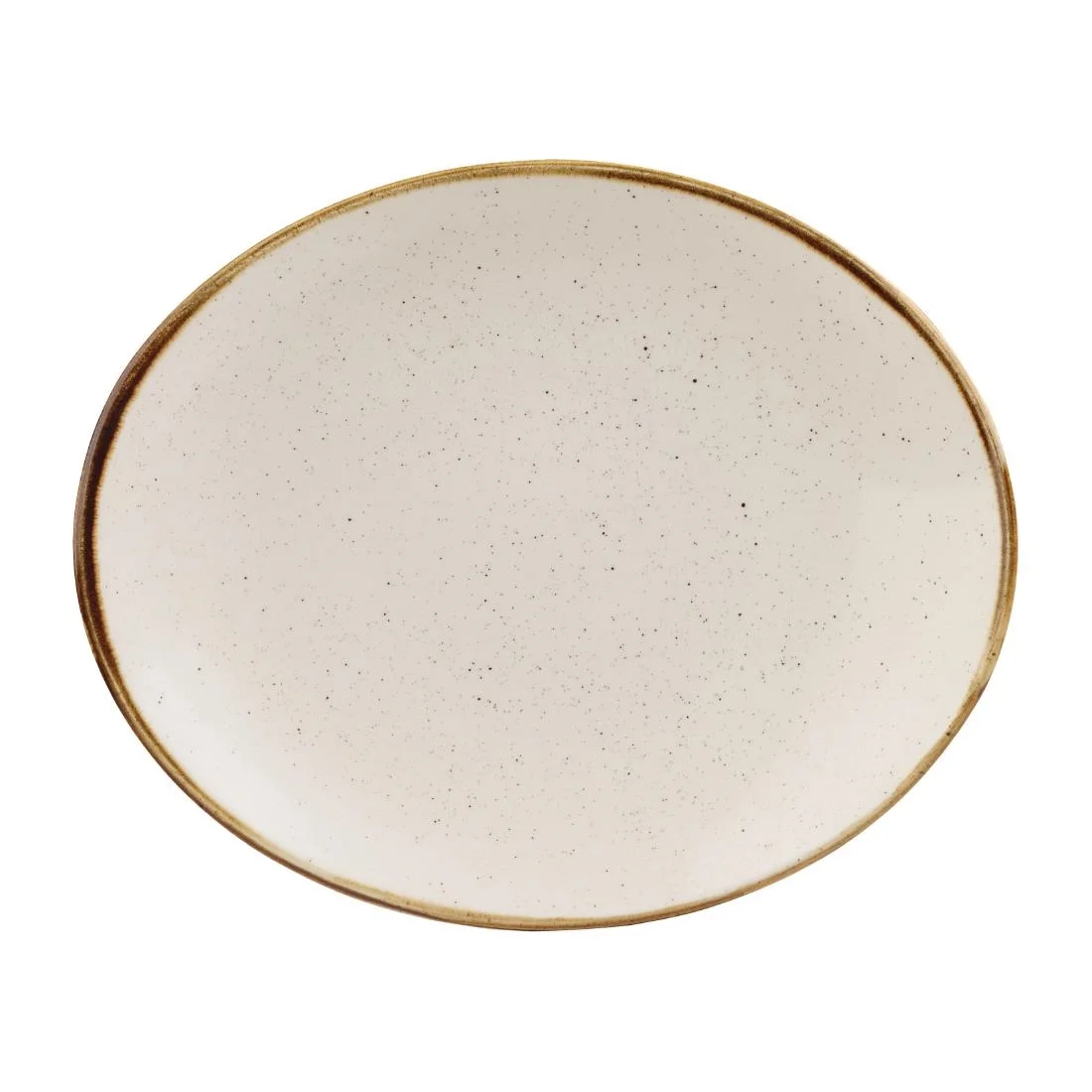 Churchill Stonecast Orbit Oval Coupe Plates Barley White 192x160mm (12 Pack)