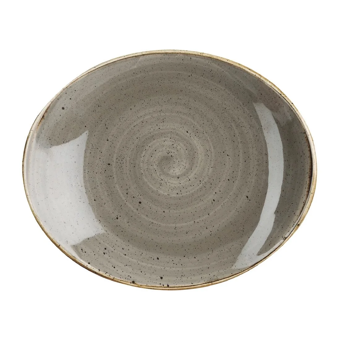 Churchill Stonecast Orbit Oval Coupe Plates Peppercorn Grey 192x160mm (12 Pack)