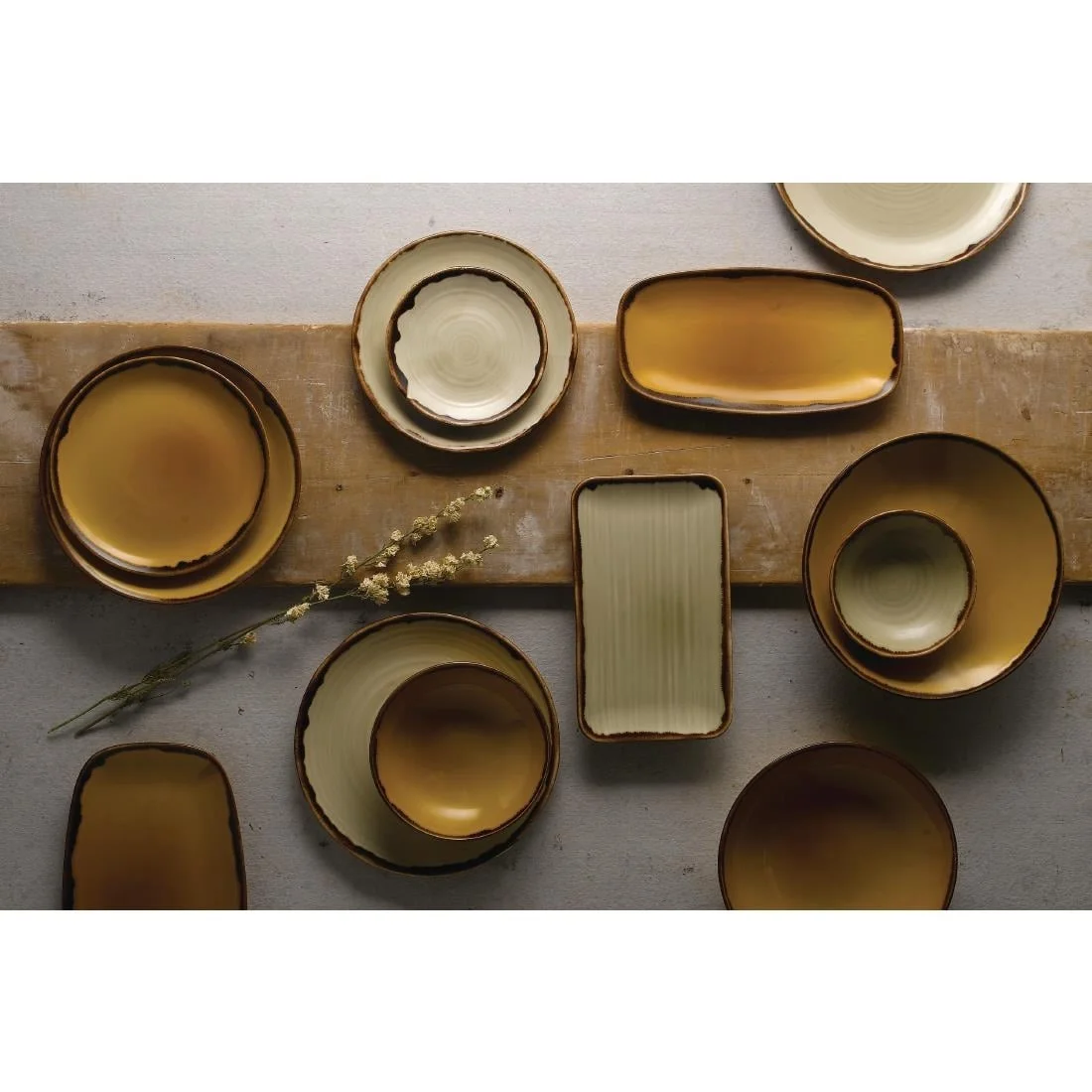 Dudson Harvest Coupe Plates Mustard 324mm (6 Pack) - Image 2