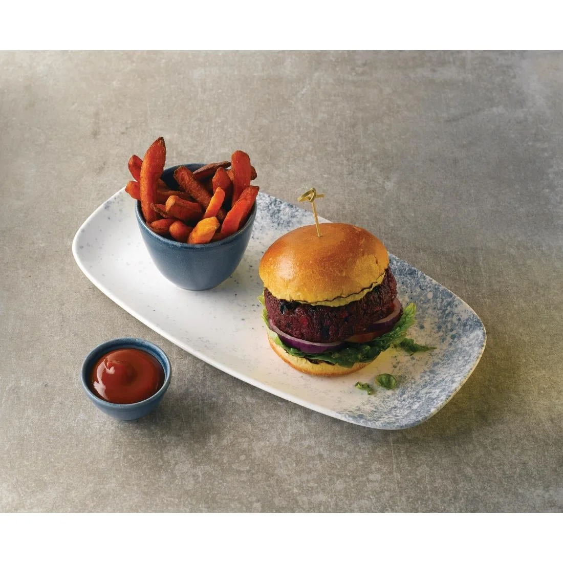 Studio Prints Haze Blue Chefs' Oblong Plates No. 4 13 7/8 x 7 3/8 " (6 Pack) - Image 2