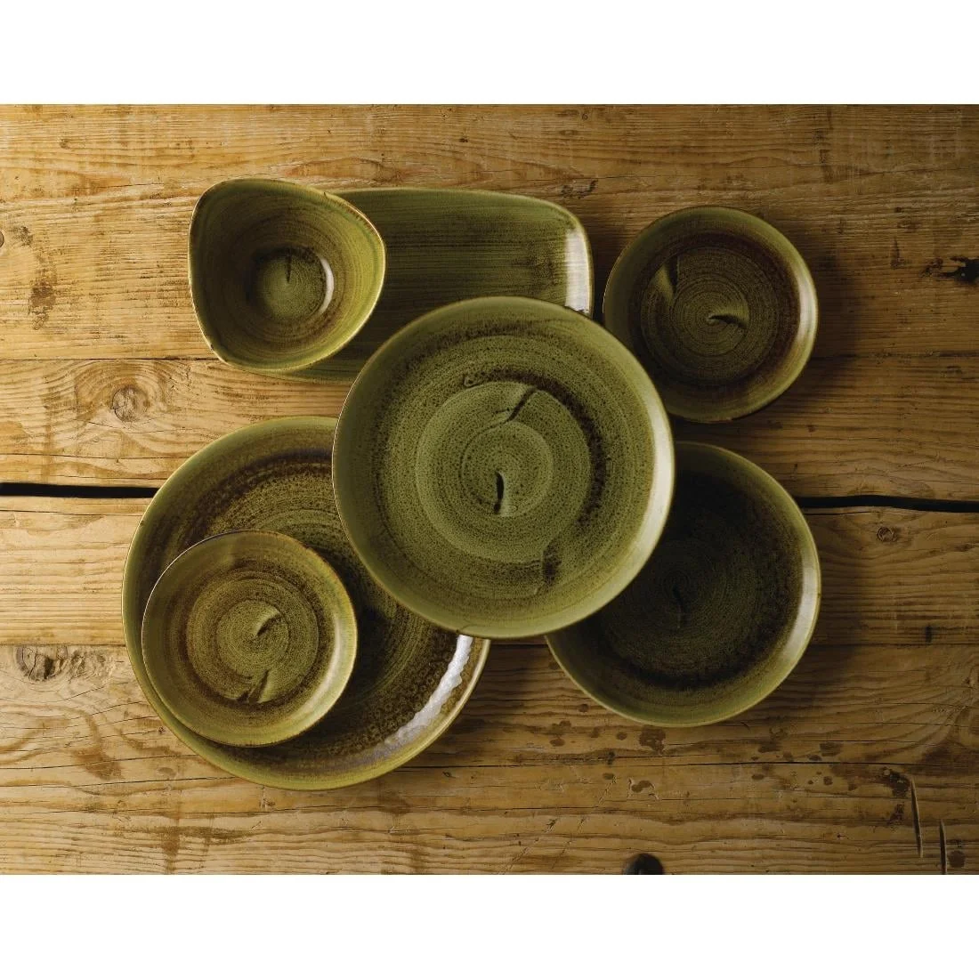 Stonecast Plume Olive Triangle Bowls 9oz (12 Pack) - Image 2