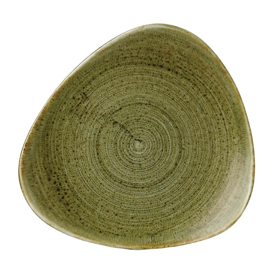 Stonecast Plume Olive Triangle Plates 9 " (12 Pack)