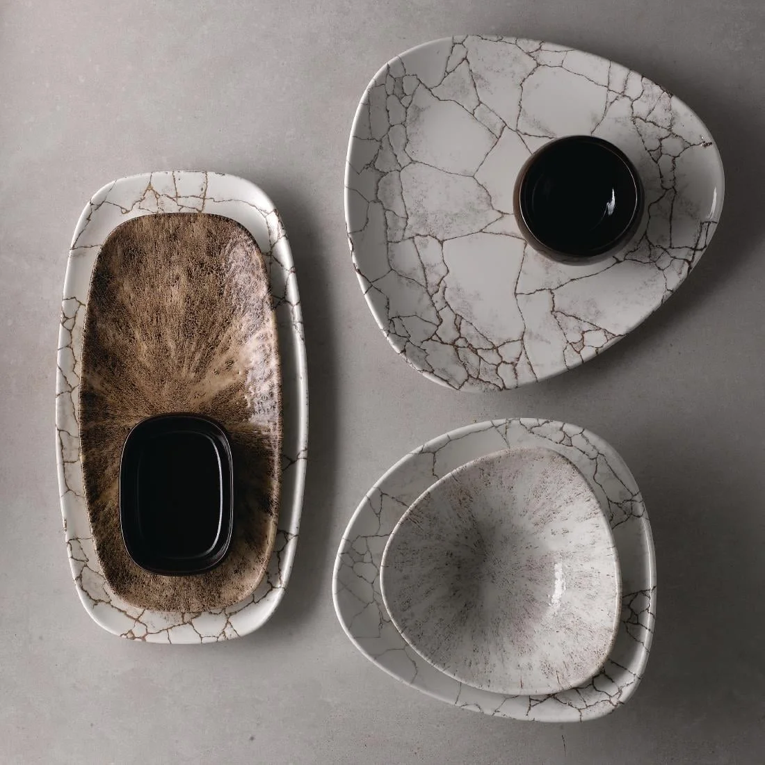 Churchill Studio Prints Kintsugi Chefs Oblong Plates Agate Grey 355x189mm (6 Pack) - Image 3