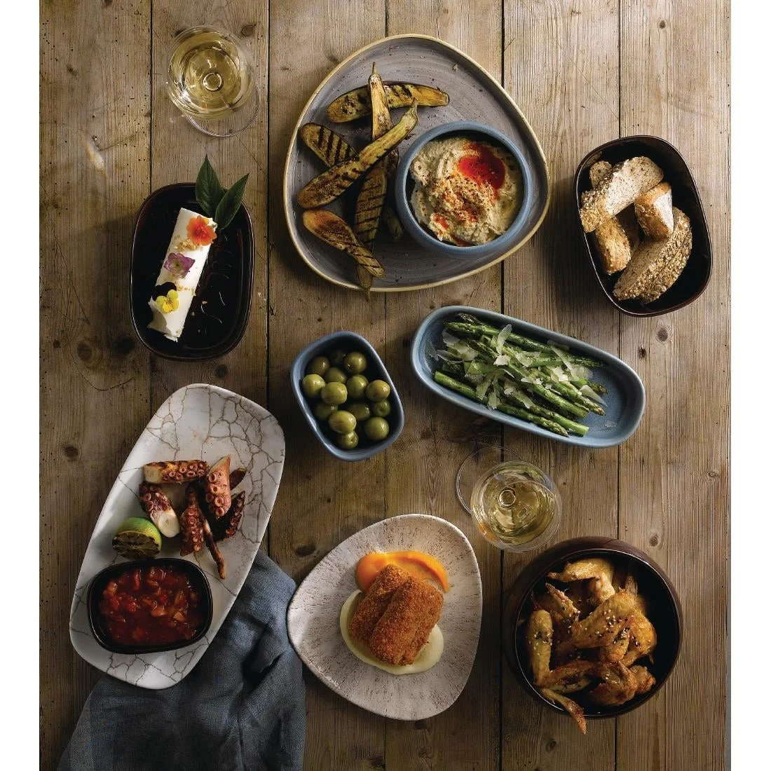 Churchill Studio Prints Kintsugi Chefs Oblong Plates Agate Grey 355x189mm (6 Pack) - Image 4