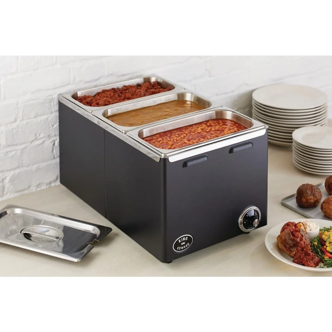 King Edward Wet and Dry Heat Bain Marie Black - Image 3