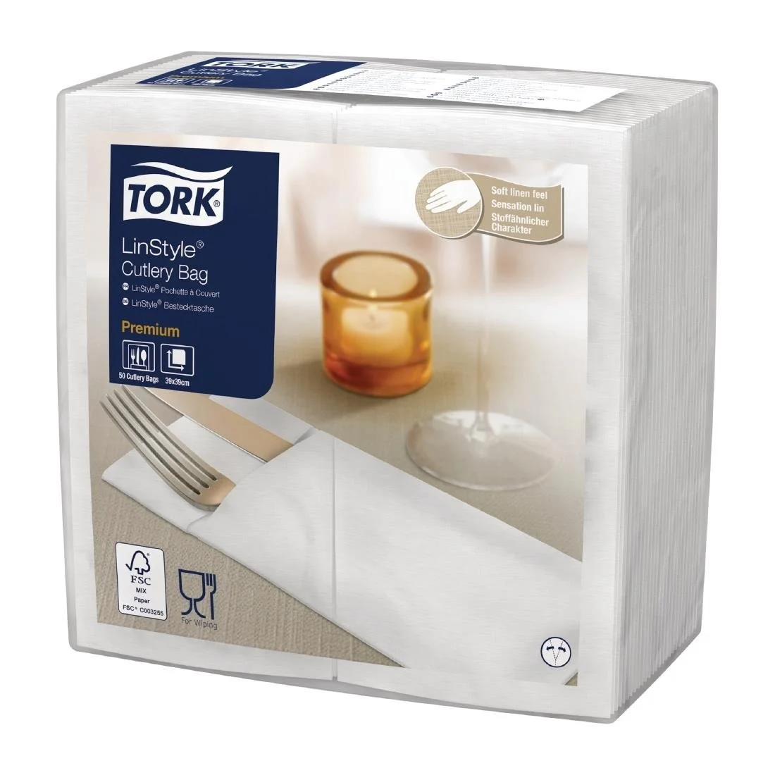 Tork LinStyle Cutlery Bag Napkins White (12 Pack)