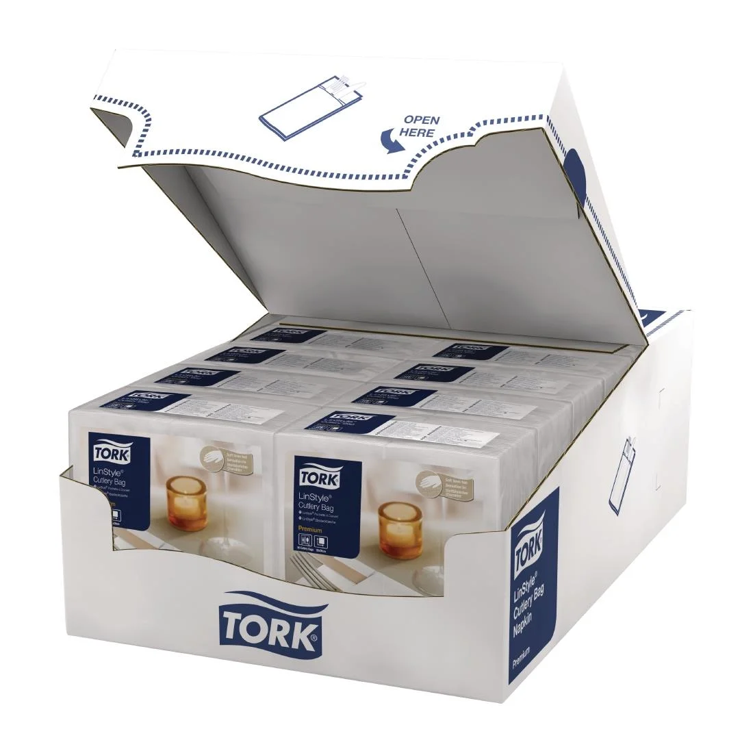 Tork LinStyle Cutlery Bag Napkins White (14 Pack) - Image 2