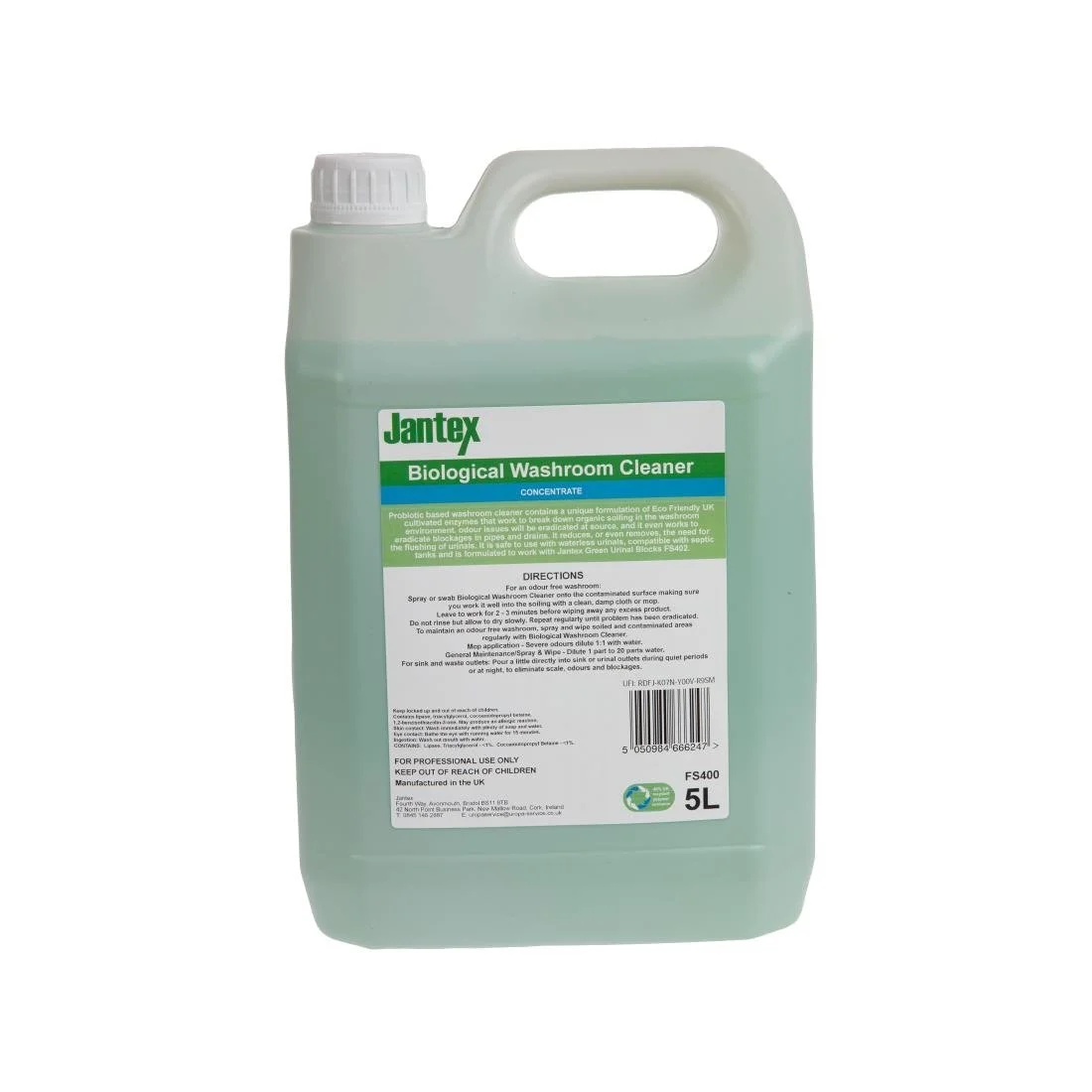 Jantex Green Biological Washroom Cleaner Concentrate 5Ltr - Image 3