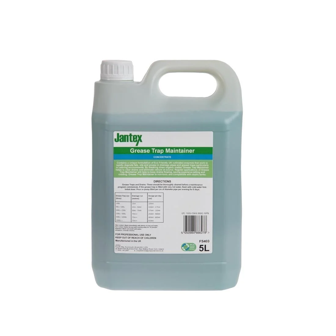 Jantex Green Grease Trap Maintainer Concentrate 5Ltr - Image 3