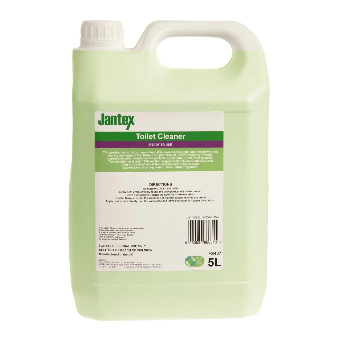 Jantex Green Toilet Cleaner Ready To Use 5Ltr - Image 3