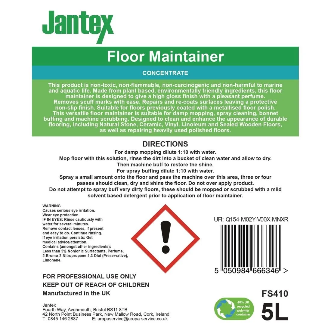 Jantex Green Floor Maintainer Concentrate 5Ltr - Image 6