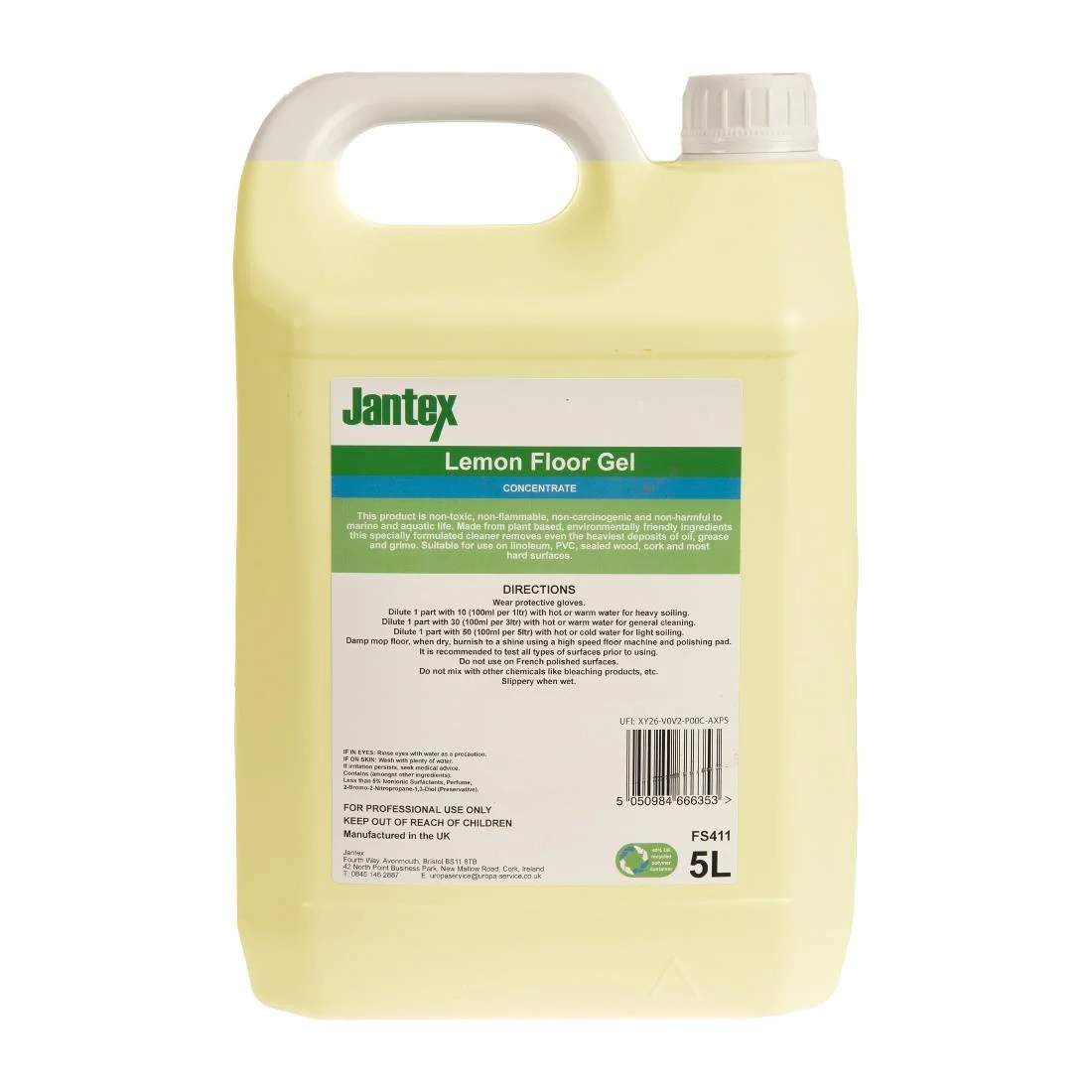 Jantex Green Lemon Floor Gel Cleaner Concentrate 5Ltr - Image 3