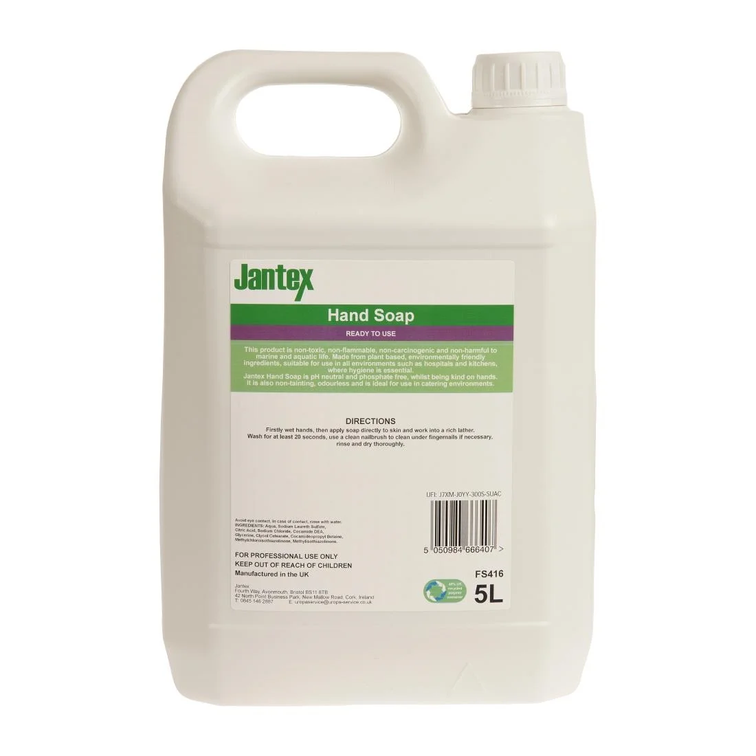 Jantex Green Hand Soap Lotion Ready To Use 5Ltr - Image 3