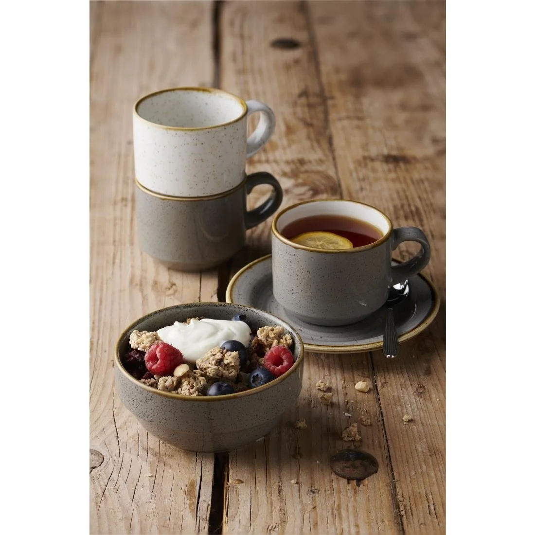 Churchill Stonecast Profile Stacking Bowl Grey 358ml (6 Pack) - Image 2