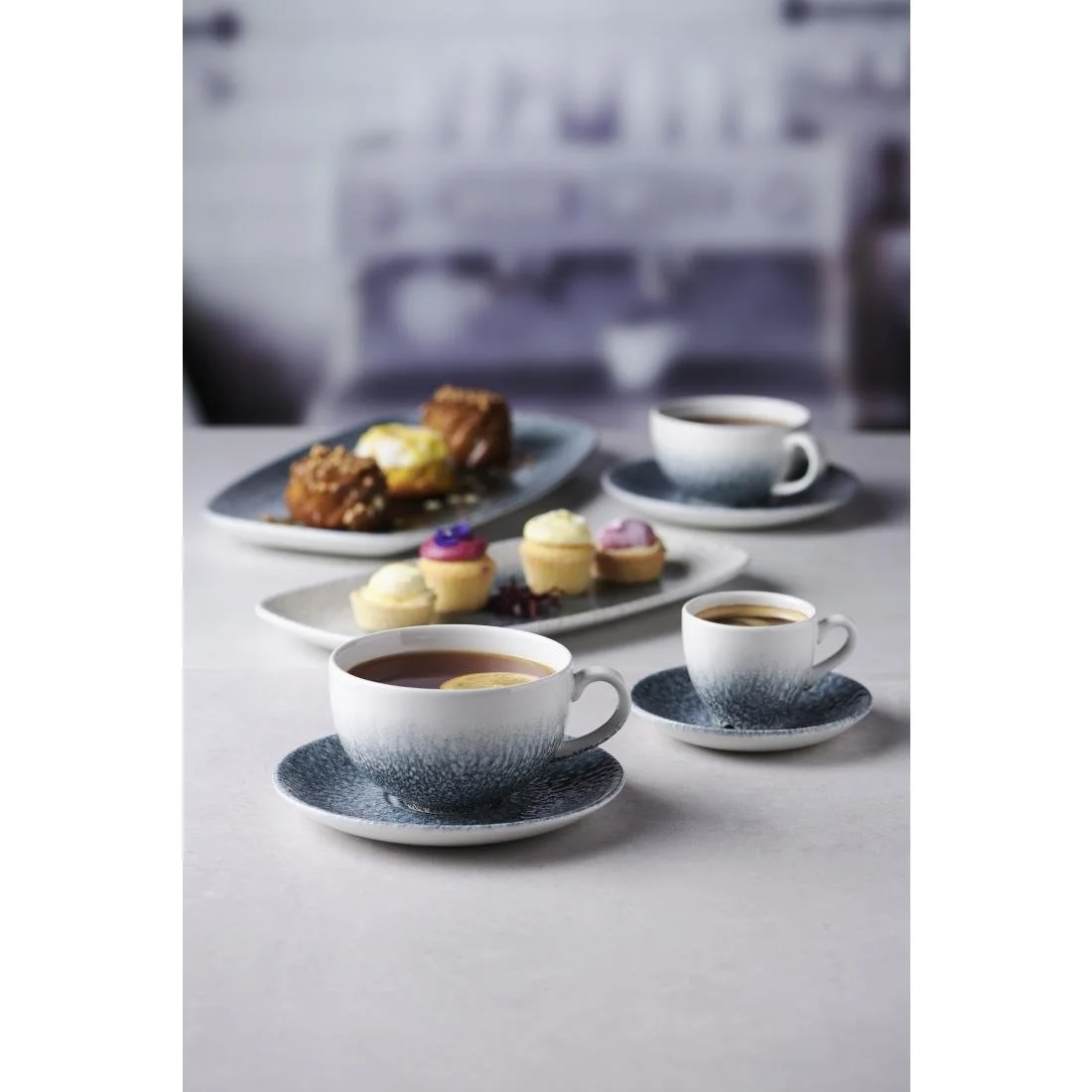 Churchill Raku Duo Espresso Saucers Topaz Blue 118mm (12 Pack) - Image 2