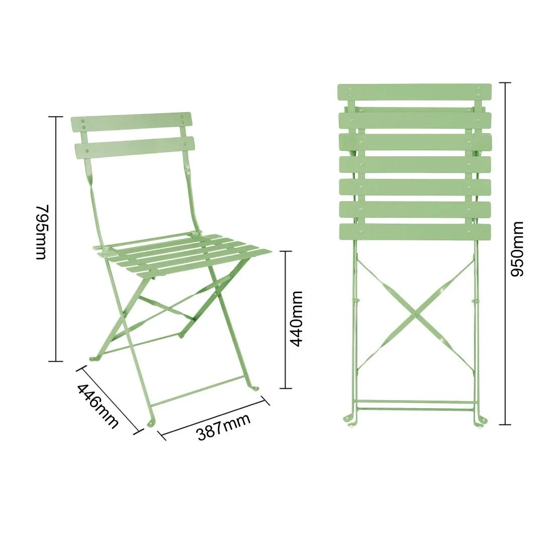 Bolero Perth Light Green Pavement Style Steel Folding Chairs (Pack of 2) - Image 6