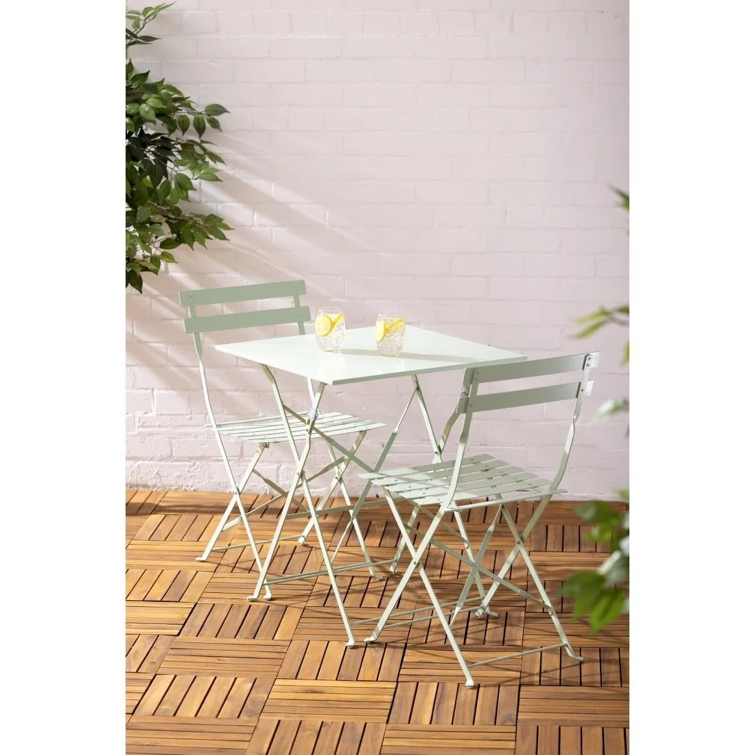 Bolero Perth Light Green Pavement Style Steel Table Square 600mm - Image 7