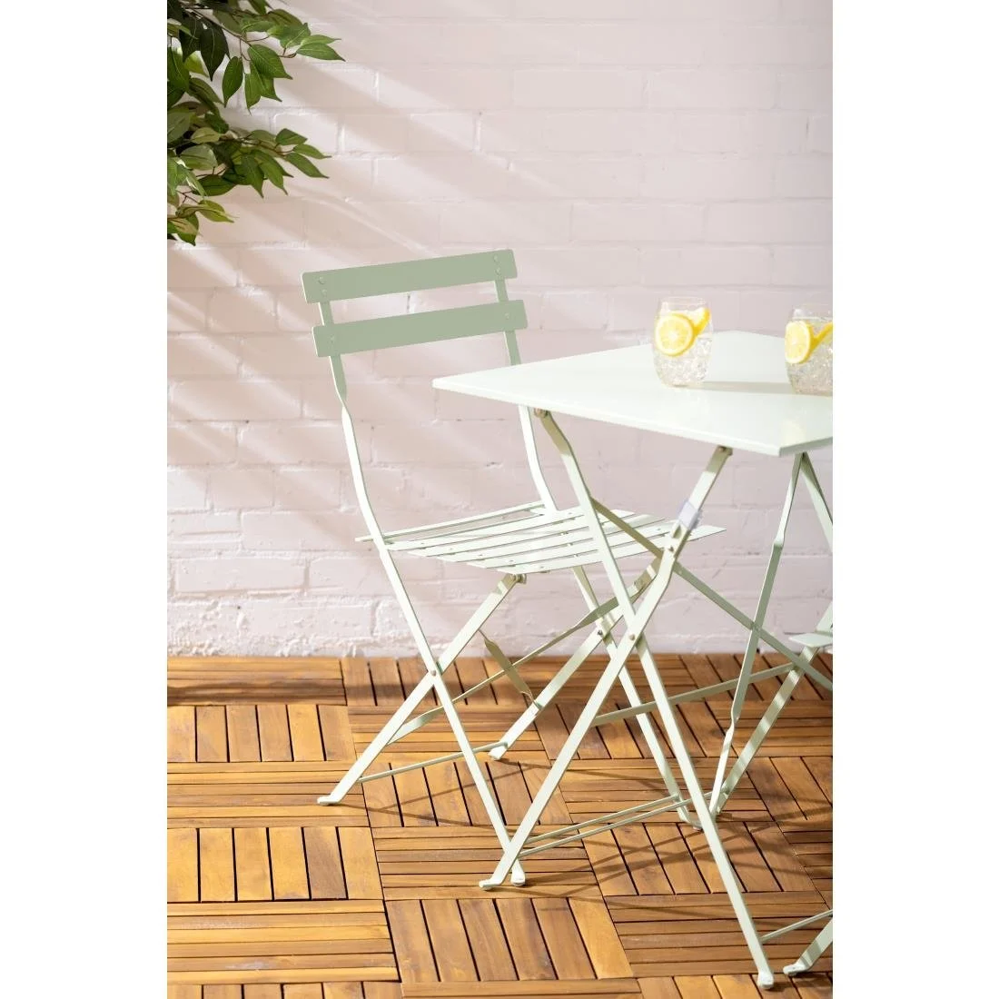 Bolero Perth Light Green Pavement Style Steel Table Square 600mm - Image 8